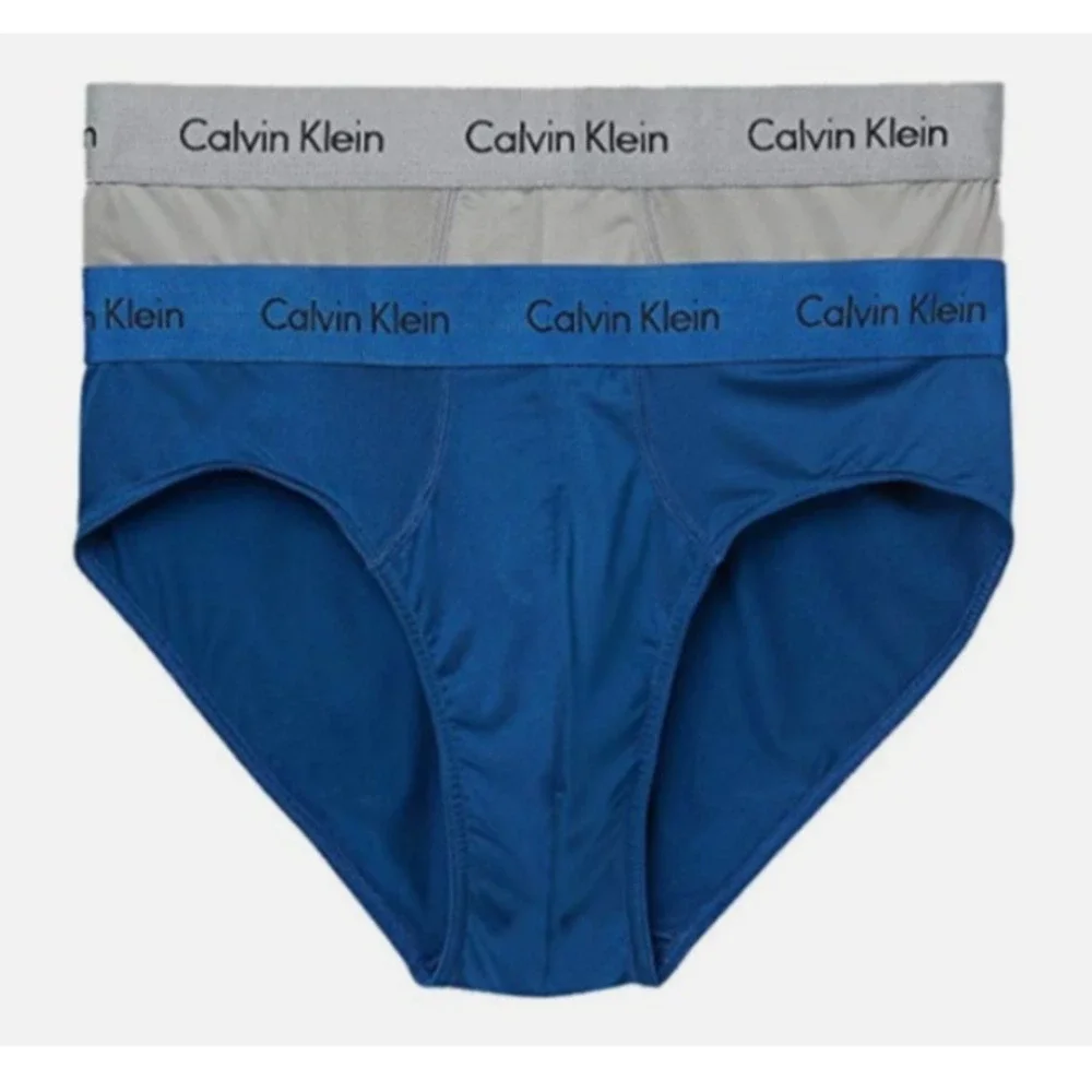 Calvin Klein Men`s Microfiber Stretch 2 Pack Hip Brief Size‎ XL Blue/Gray